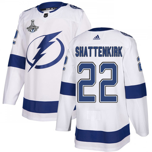 Adidas Tampa Bay Lightning Men #22 Kevin Shattenkirk White Road Authentic 2020 Stanley Cup Champions Stitched NHL Jersey